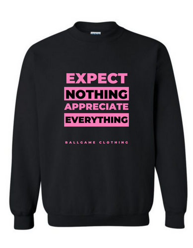 Expectations: Black with Pink Logo Sweater