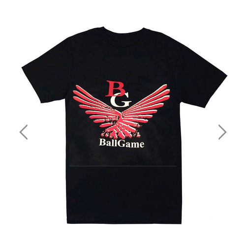 Black with White and Red Logo